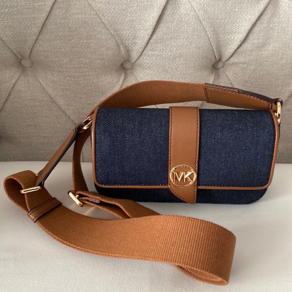 NWT Michael Kors Denim/Saddle Crossbody Bag